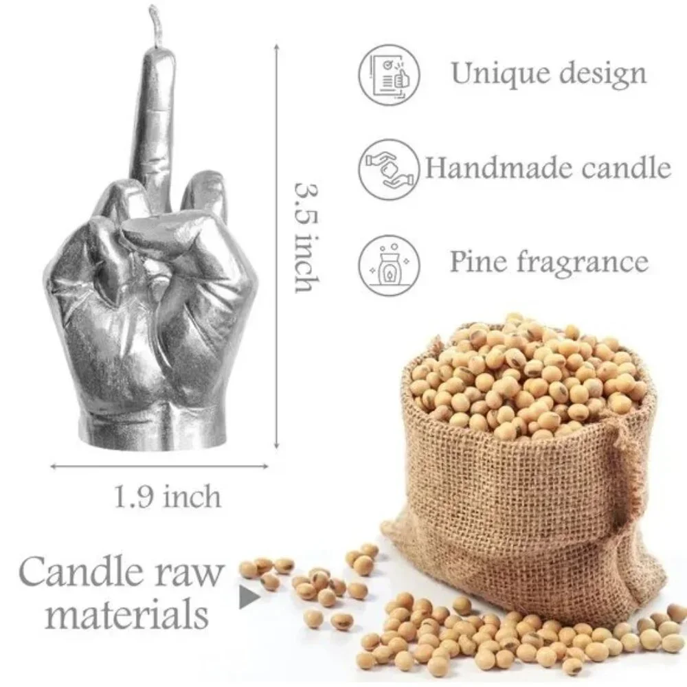 Middle Finger Scented Candle Black Danish Pastel Room Decor - Silver Small